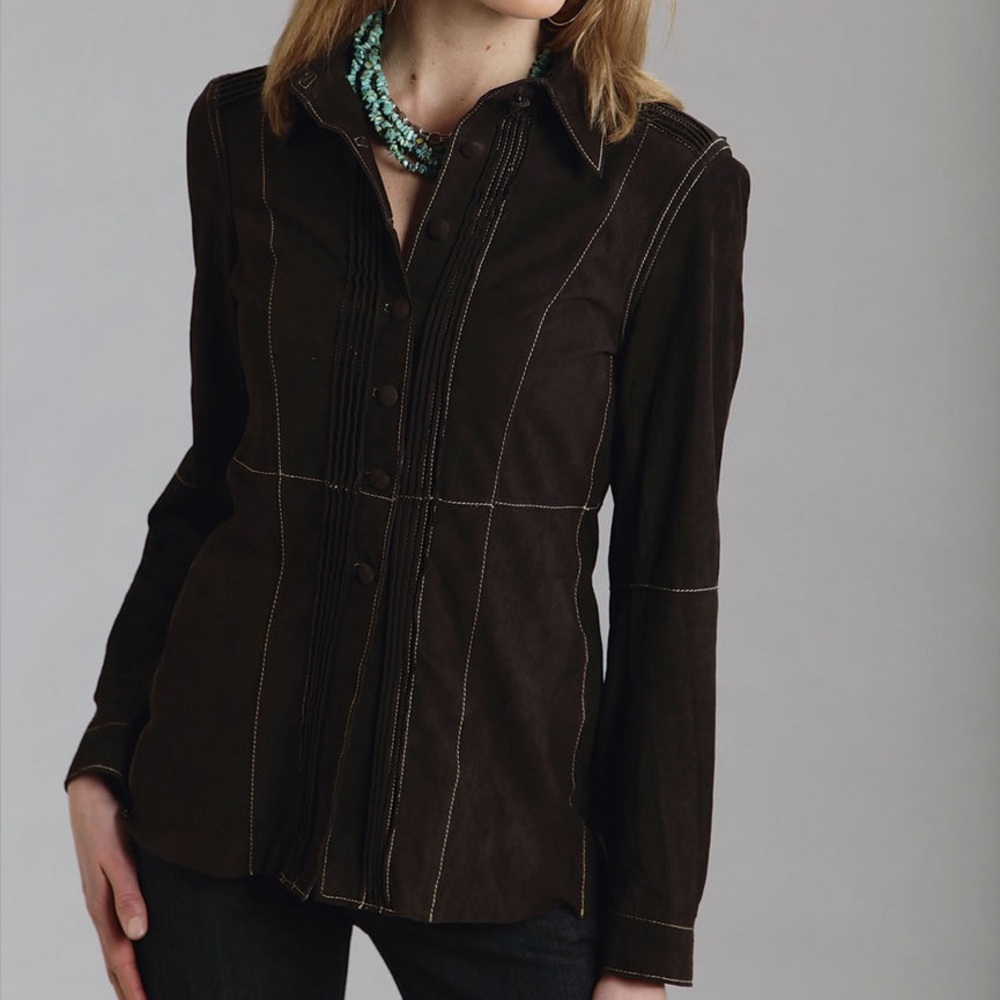 Stetson Clara Western Suede Shirt Jacket Brown Shirt Jacket Shacket Size M NWT
